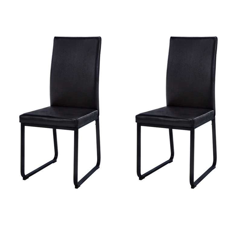 Ensemble de 2 chaises de salle à manger Sherry, similicuir, pieds de traîneau modernes, métal