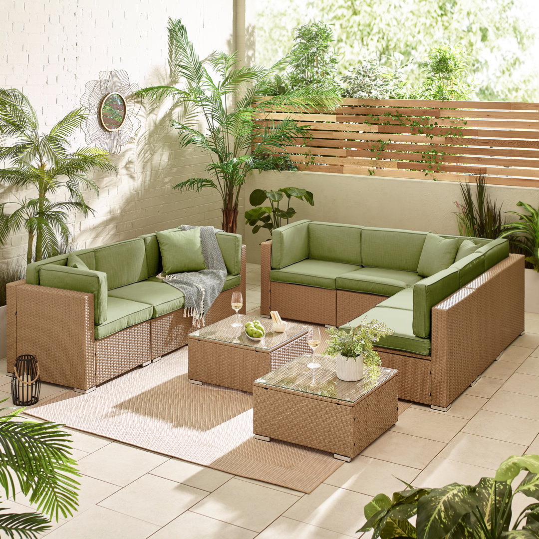 Miacomet Modular PE Rattan Garden Sofa Set and Table for Modern Gardens and Patios (Cover Included)