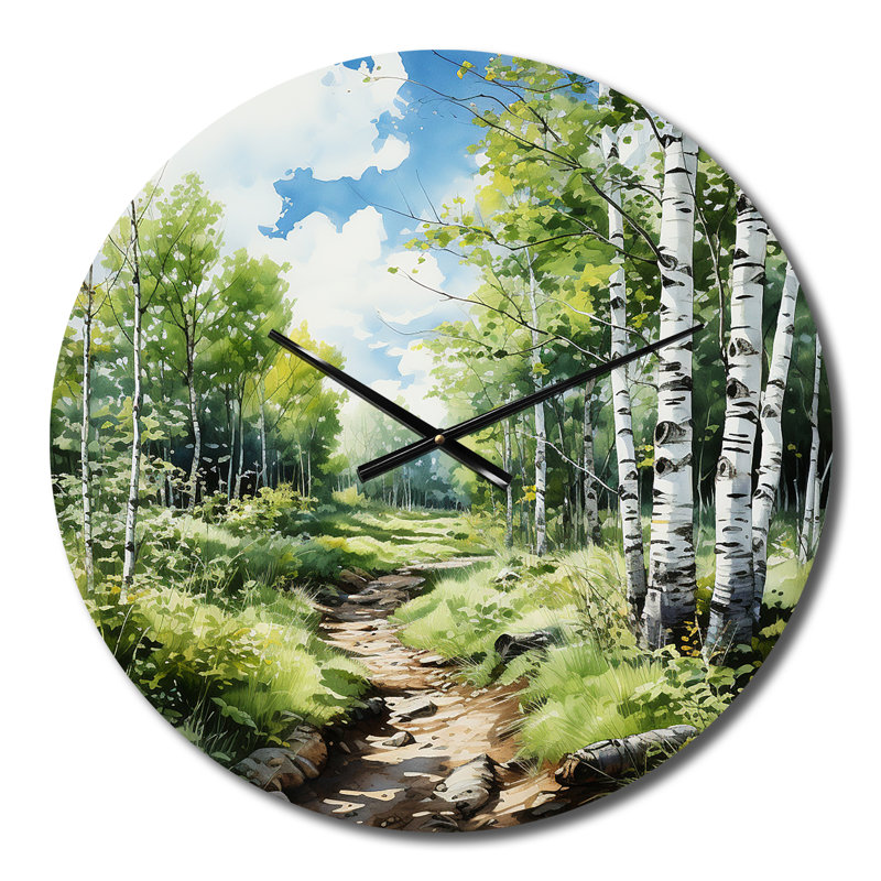 Horloge murale Birch Woods Whispering Winds, Moyenne