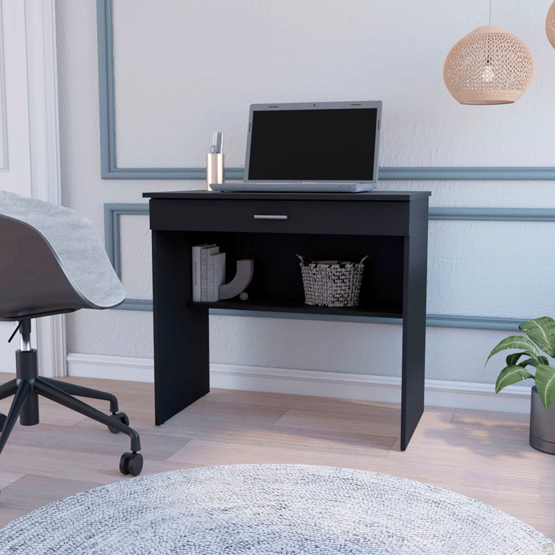 Bureau de rangement en wengé avec tiroir et tablette