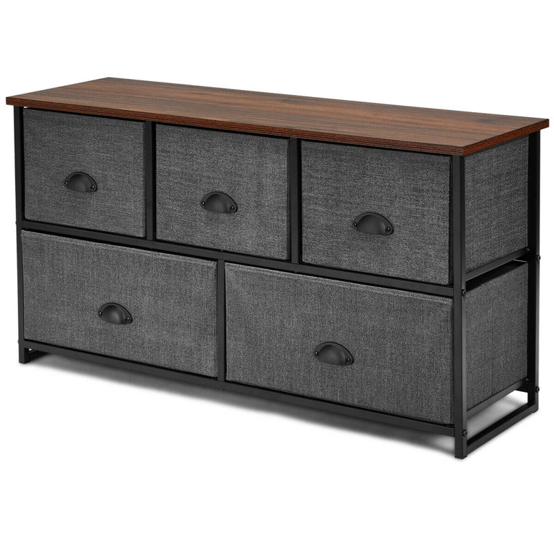 Minden 39.5'' W 5 - Drawer Dresser, Black