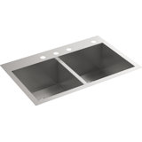 Vault Top Under Mount Double-Equal Bowl Kitchen Sink with Single Faucet Hole