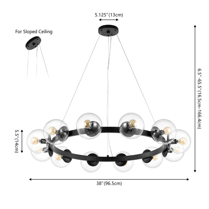 Joandaly 12 - Light Dimmable Wagon Wheel Chandelier, Black