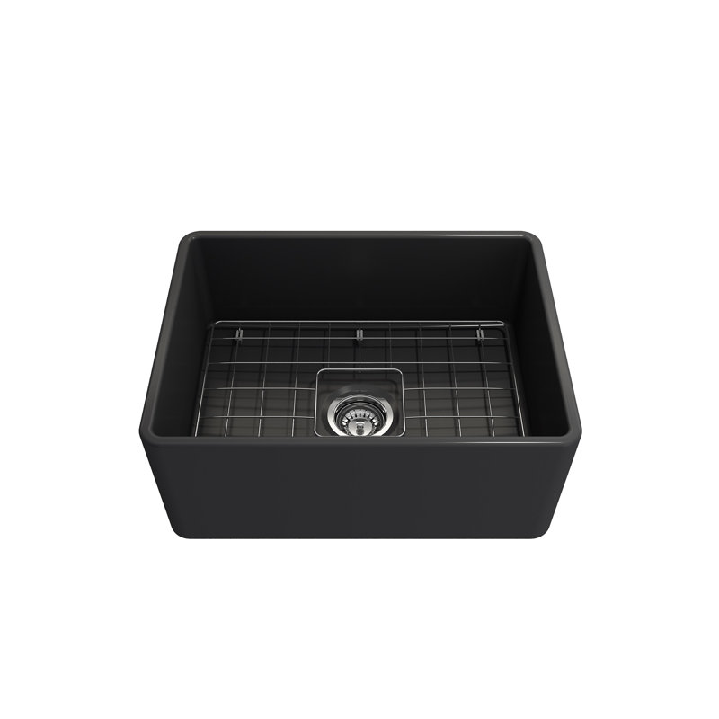 24'' L Fireclay Kitchen Sink, Matte Dark Gray