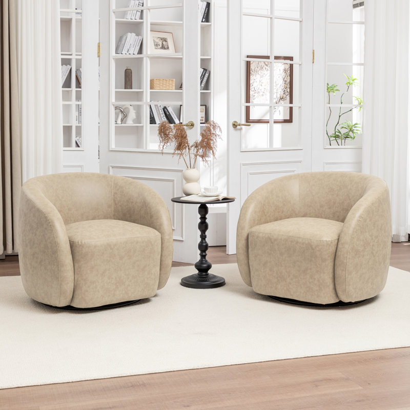 Fauteuil demi-tonneau pivotant Katherline, Beige