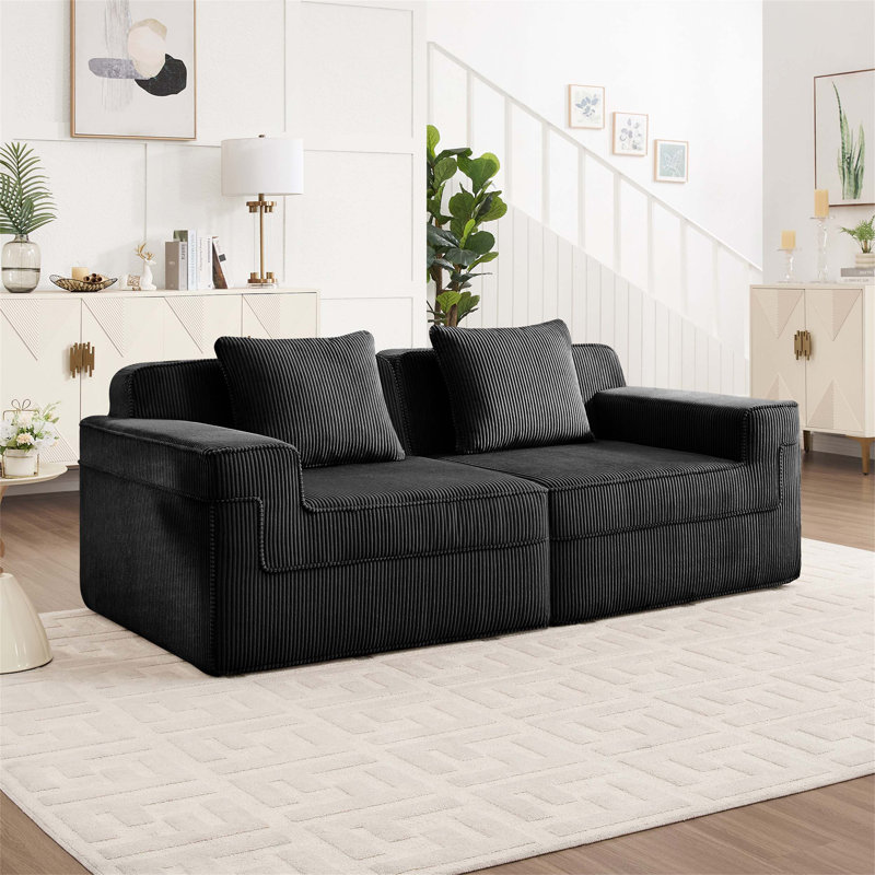 Canapé modulaire sans siège à 2 places avec siège profond, conception modulaire en nuage et coussins décoratifs pour un confort et une détente ultimes