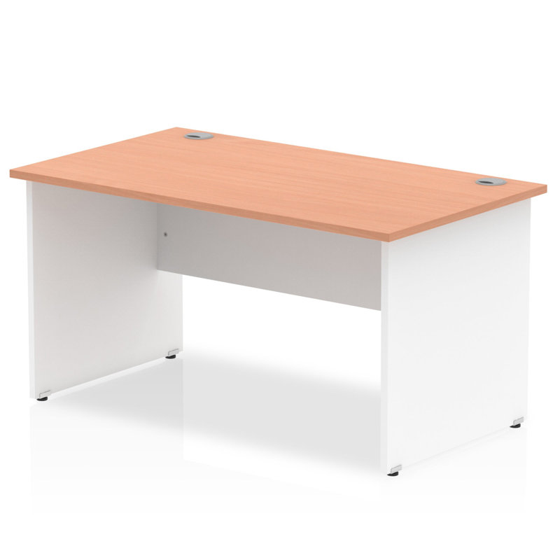 Impulse Computer Desk, 73cm H x 140cm W x 80cm D, White, Beech