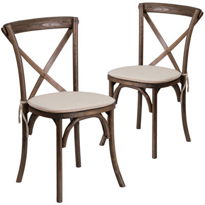 Arquit Series Stackable Wood Cross Back Bistro Dining Chair with Cushion