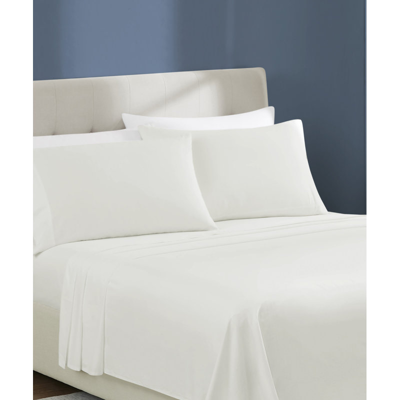 Brooklyn Loom Essential Cotton Sheet Set, King Sheet Set with 2 Pillowcases, White