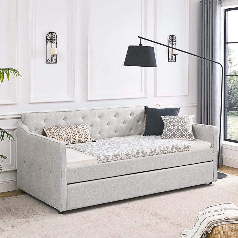 Lit de jour rembourré Natrina, Beige