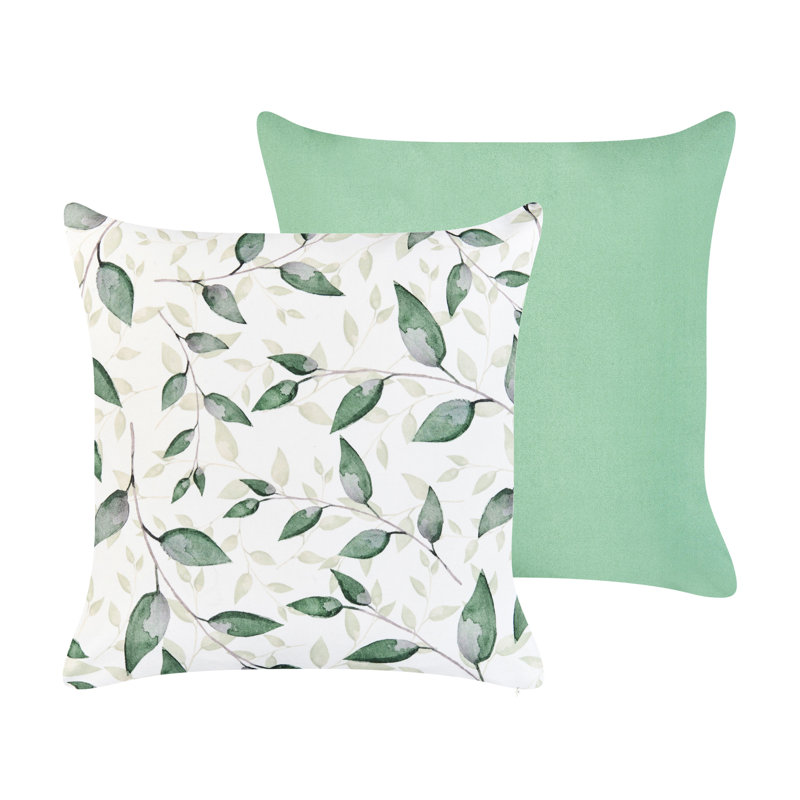 Indoor / Outdoor Green, White Square Cushion