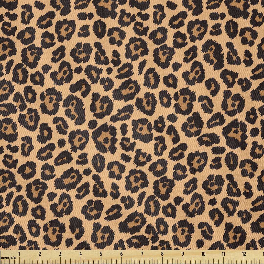 Stoff als Meterware, Orange Exotische Afrikanische, Leopard-Druck, Orange Schwarz