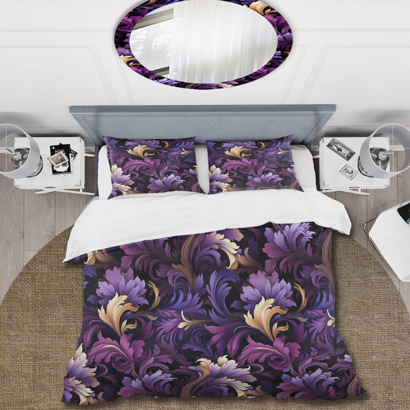 Ensemble de housse de couette Deep Purple Royal Ragdolls, Housse de couette pour grand lit et 2 taies décor