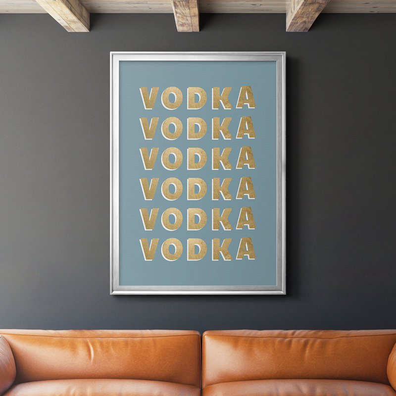 45_Vodka toile encadrée de qualité supérieure, Argent, H 30,5 po x l 22,5 po x P 1 po