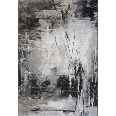 Cato Abstract Black Area Rug