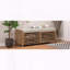 Banc de rangement patiné avec coussin et porte coulissante