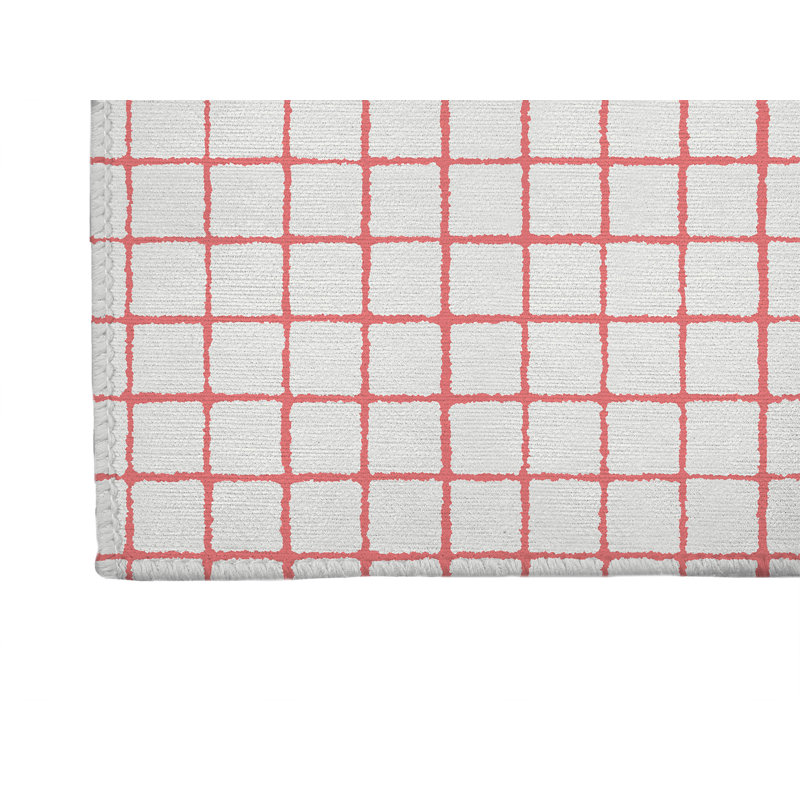 Tapis de cuisine Rebar, Rectangle 5' x 7', Rose cendré géométrique