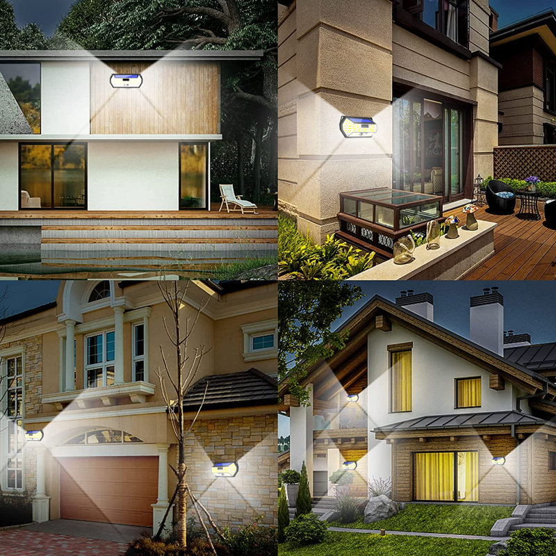 Count 148 - Head LED Solar Powered Dusk to Dawn Outdoor Security Wall Pack with Motion Sensor