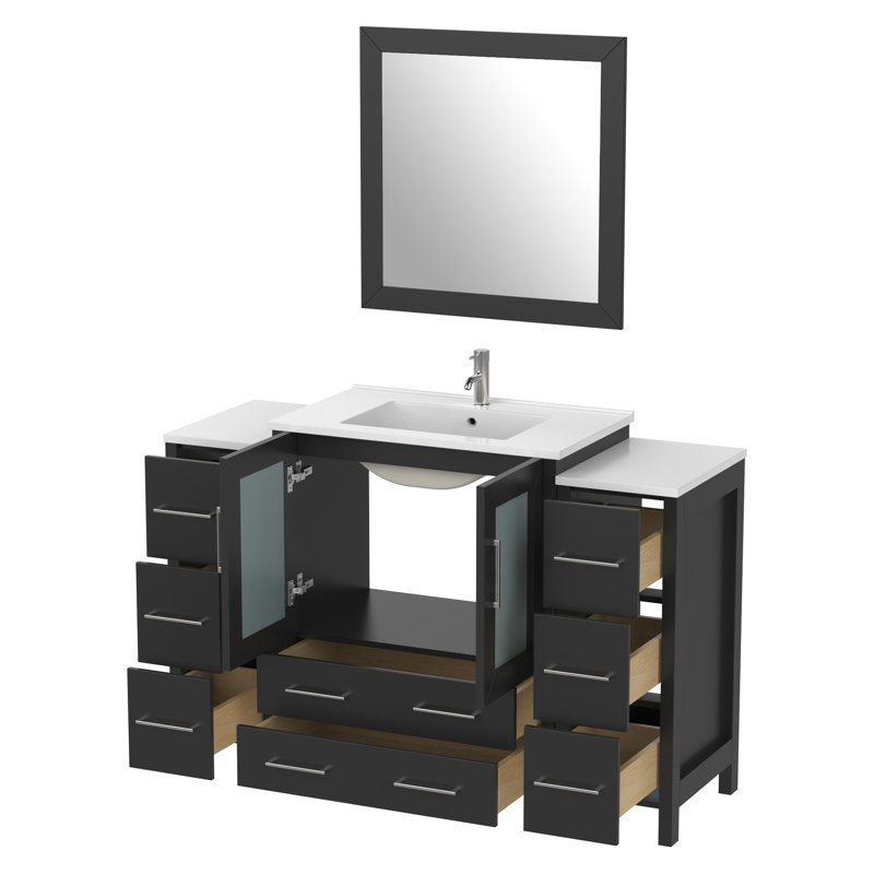  54" Single Bathroom Vanity Set with Mirror, Espresso