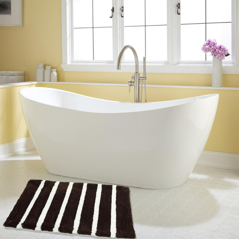 Engleside Non-Slip Bath Rug, 17" W x 34" L, Brown