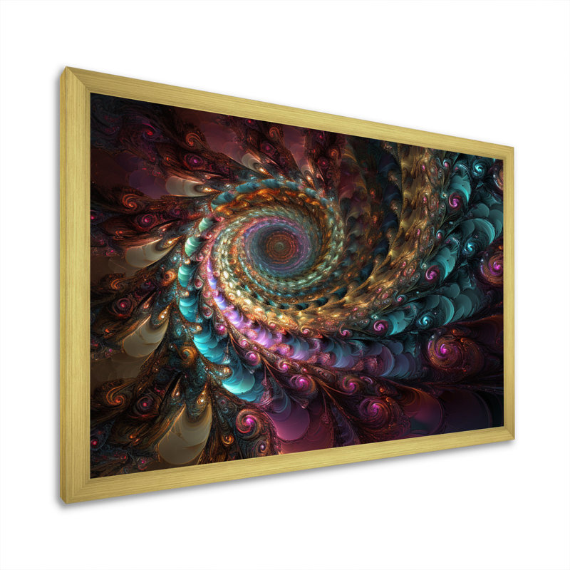 «Dark Rainbow», fractale en spirale sur toile, Cadre doré à une seule photo, H 24 po x l 32 po x P 1 po