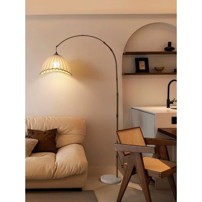 Zen-style metal fabric marble floor lamp