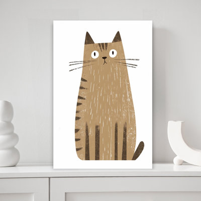 Curious Brown Cat Contemporary Cat Wall Art Print by Mathieu - Wrapped Canvas Print