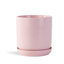 Pot cylindrique à pois avec soucoupe intégrée, pot moyen en céramique émaillée (lot de 4) - Jayce Outdoor-490050600