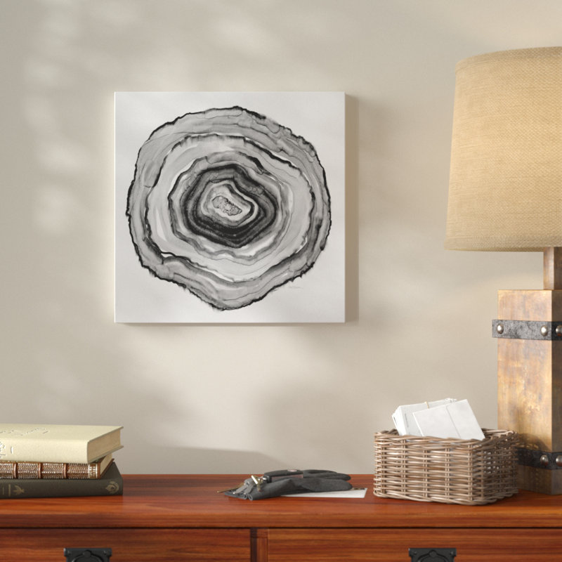 " Black And White Geode ", 16" H x 16" W x 1.5" D, Wrapped Canvas