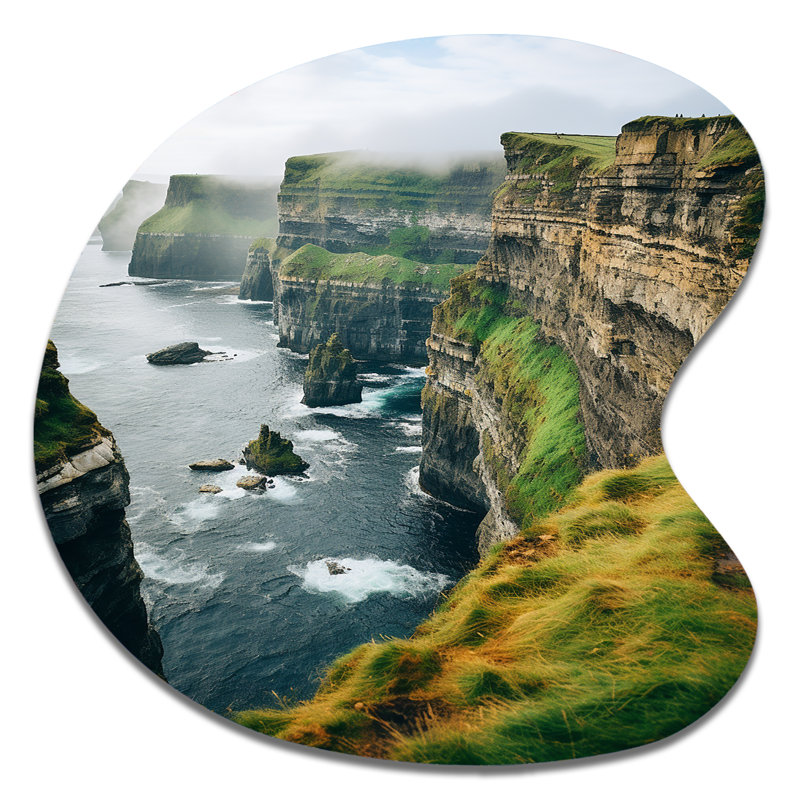 Irlande, falaises de Moher I - art mural asymétrique en forme de goutte en Irlande, H 27 po x l 27 po