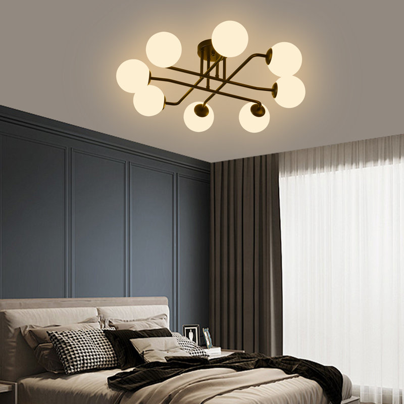 Plafonnier semi-encastré 8 lumières Spoutnik, Noir mat