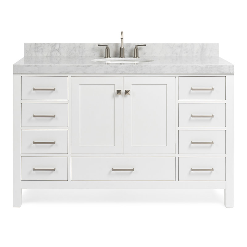 Cambridge 54" Single Bathroom Vanity Set, White / Brushed Nickel