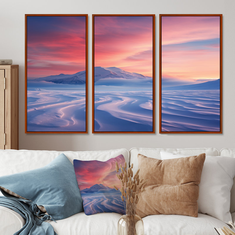 Chenier - Ensemble de salon Volcano Wall Art, Cadre flottant brun, H 32 po x l 48 po x P 1 po