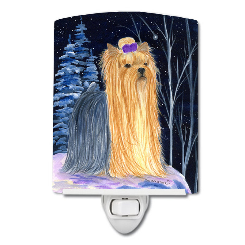 Éclairage de nuit en céramique starry yorkie
