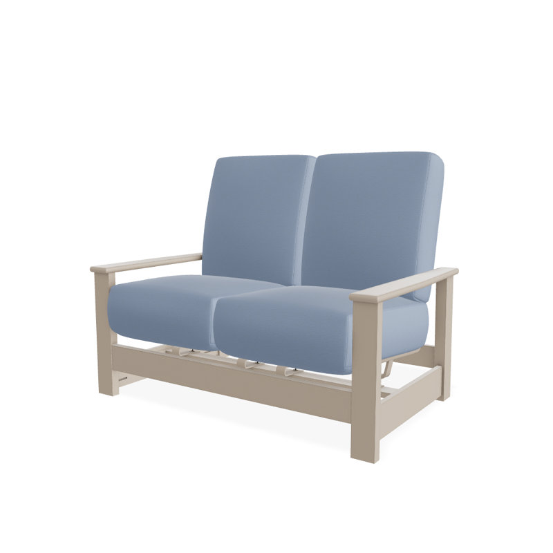 Leeward 56.5'' Wide Loveseat with Cushions, Desert, Canvas Air Blue Sunbrella® Canvas