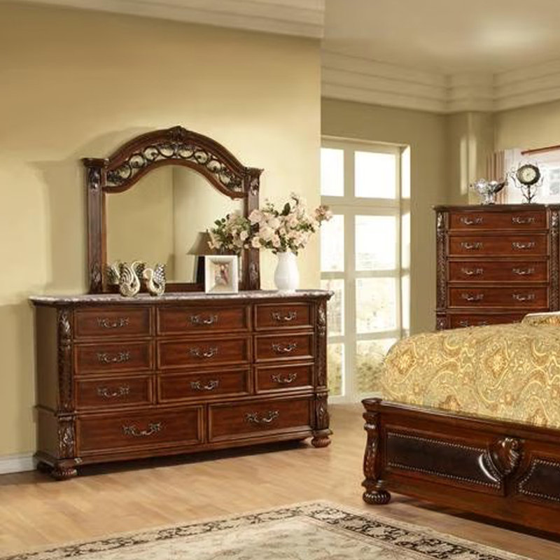 45.4"W Traditional Mirror, Brown Cherry