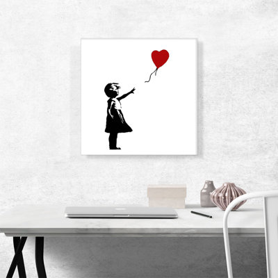 " Girl With Balloon (White Background Square) " by Banksy