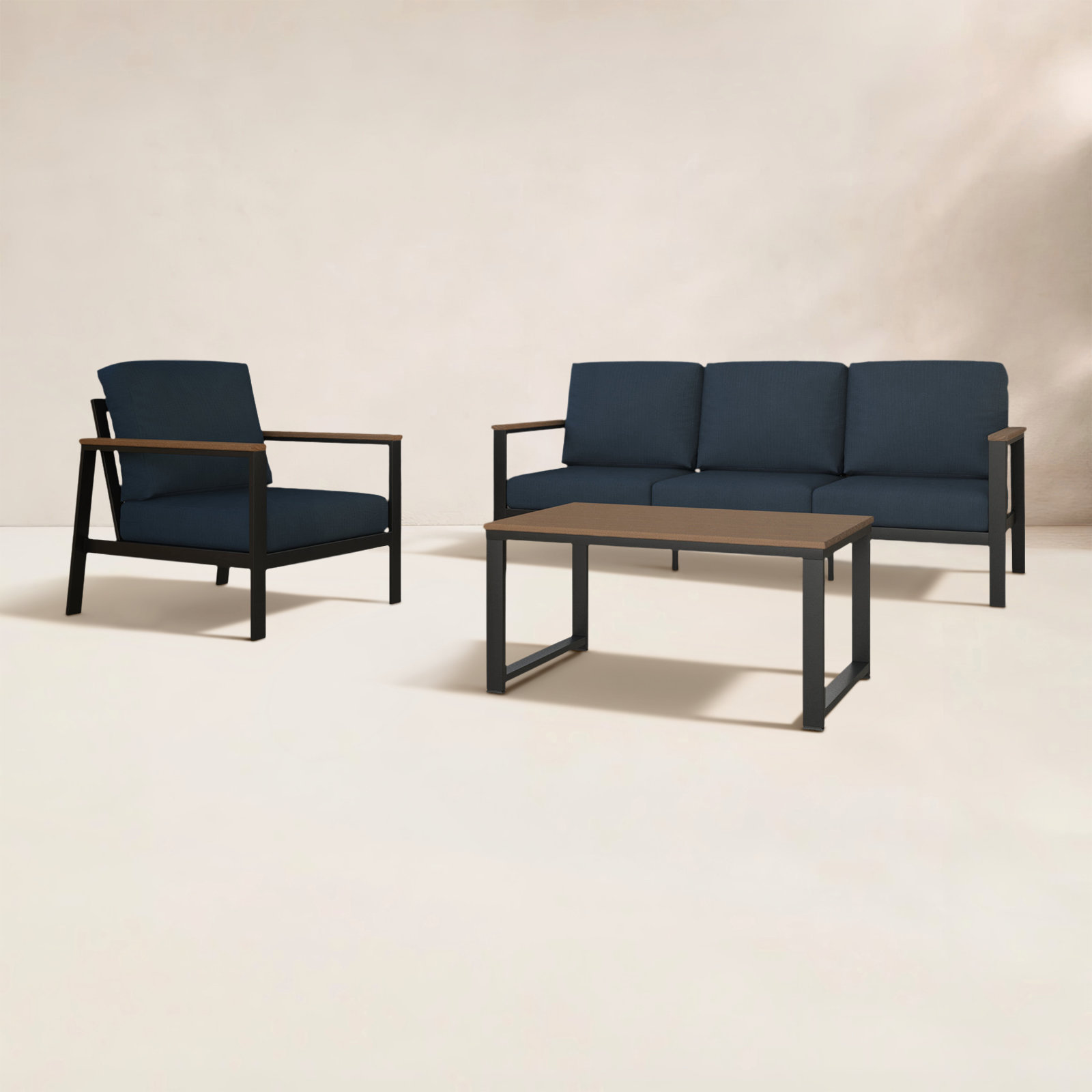 Townsend 4-Person Sunbrella® Patio Seating Group, Canvas Navy Sunbrella® Canvas