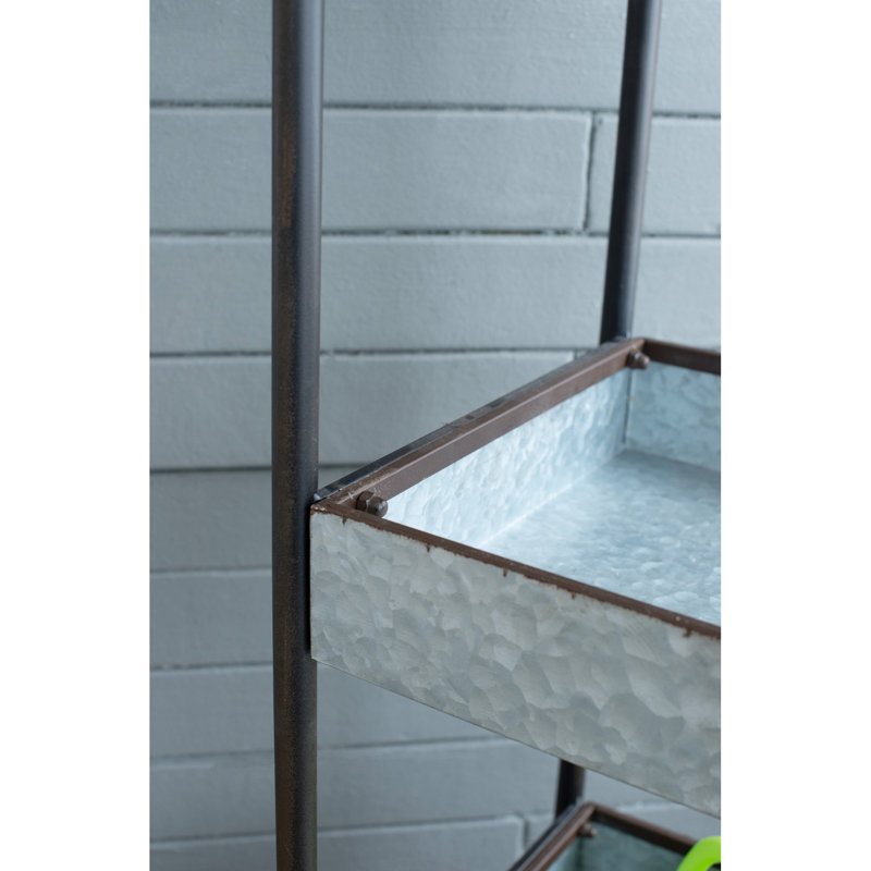 Présentoir galvanisé 3 tablettes de 35 x 12,5 x 40 po, rangement en métal moderne pour la maison, style décontracté et industriel avec tablette généreuse, solution abondante