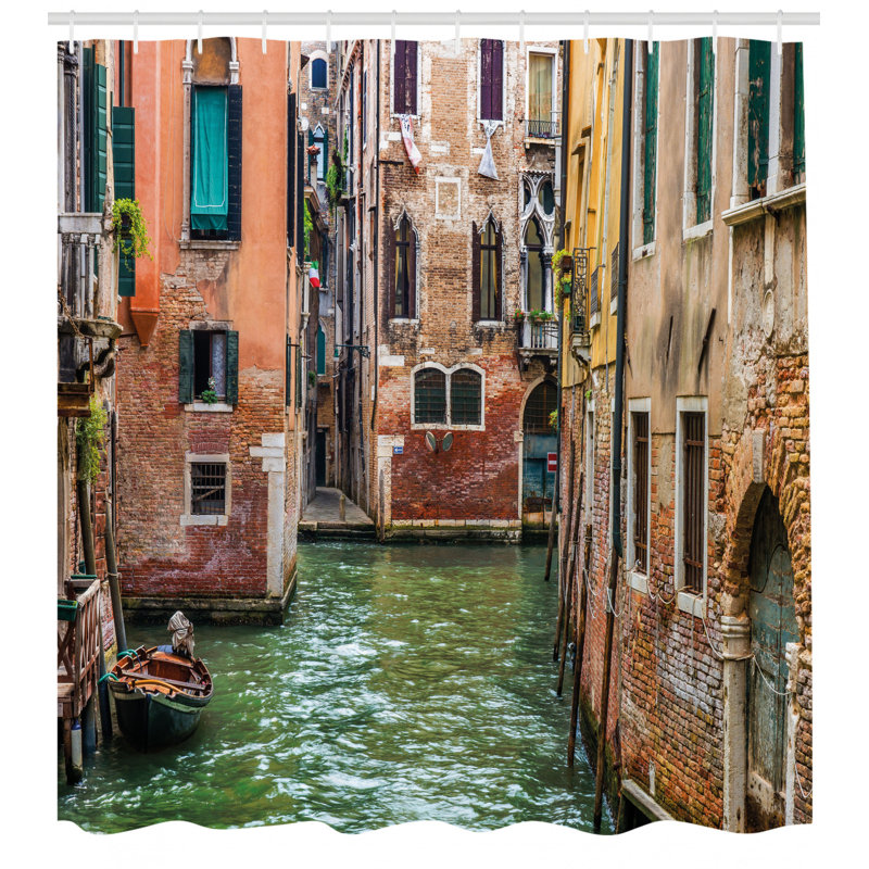 Ensemble de rideau de douche et crochets Venice, H 69 po x l 105 po