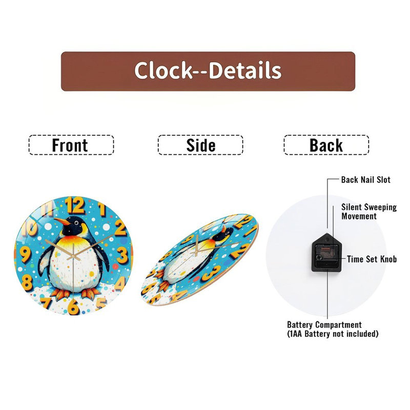 Horloge murale pingouin