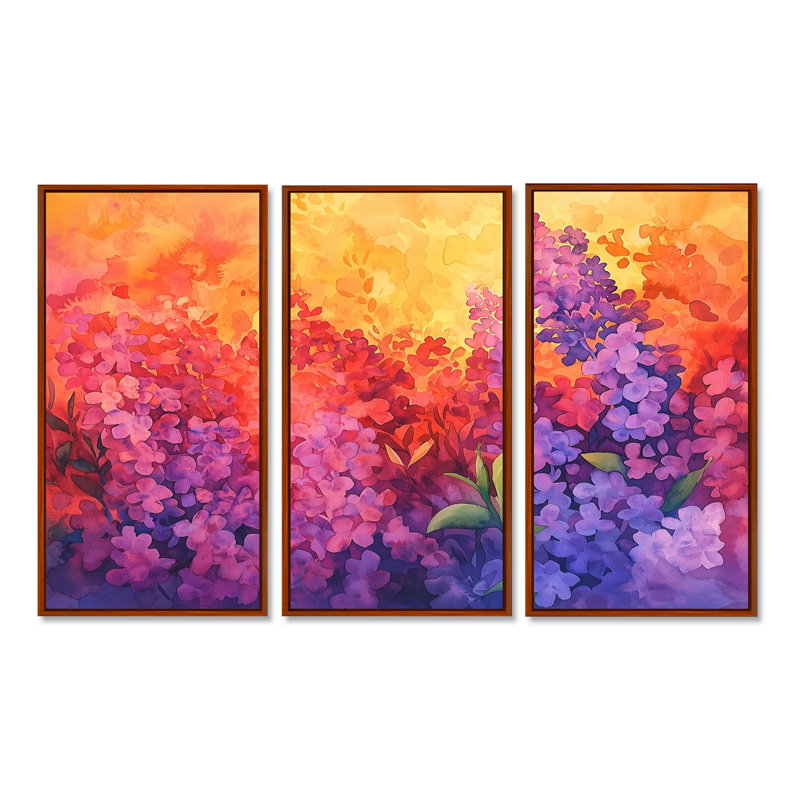Coucher de soleil lilas mauve dans les jardins botaniques - ensemble de décorations lilas, H 40 po x l 60 po, Brun