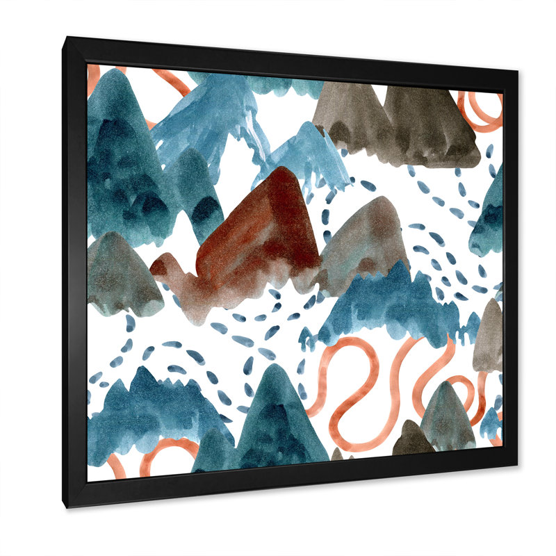 «Brown Green Blue Abstract Mountain Scape», reproduction d'art sur toile moderne, H 16 po x l 16 po x P 1 po