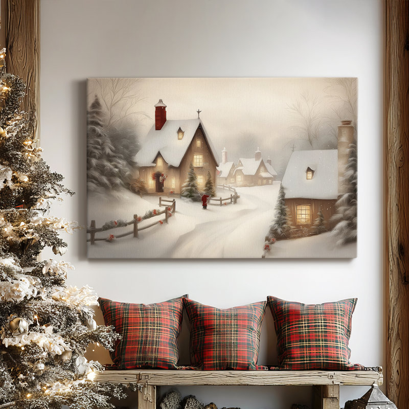 Dawn of Tinsel - Promesse dorée - Toile tendue avec châssis de qualité supérieure, H 18 po x l 12 po