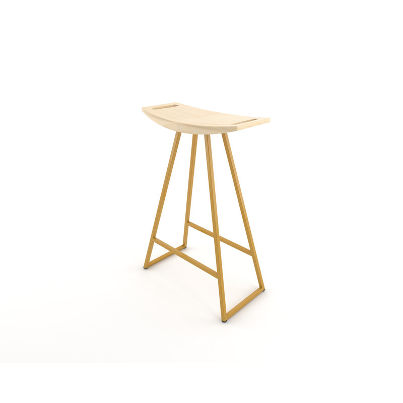 Robert Counter Stool with Metal Frame, Maple, Counter Stool (24" Seat Height), Mustard