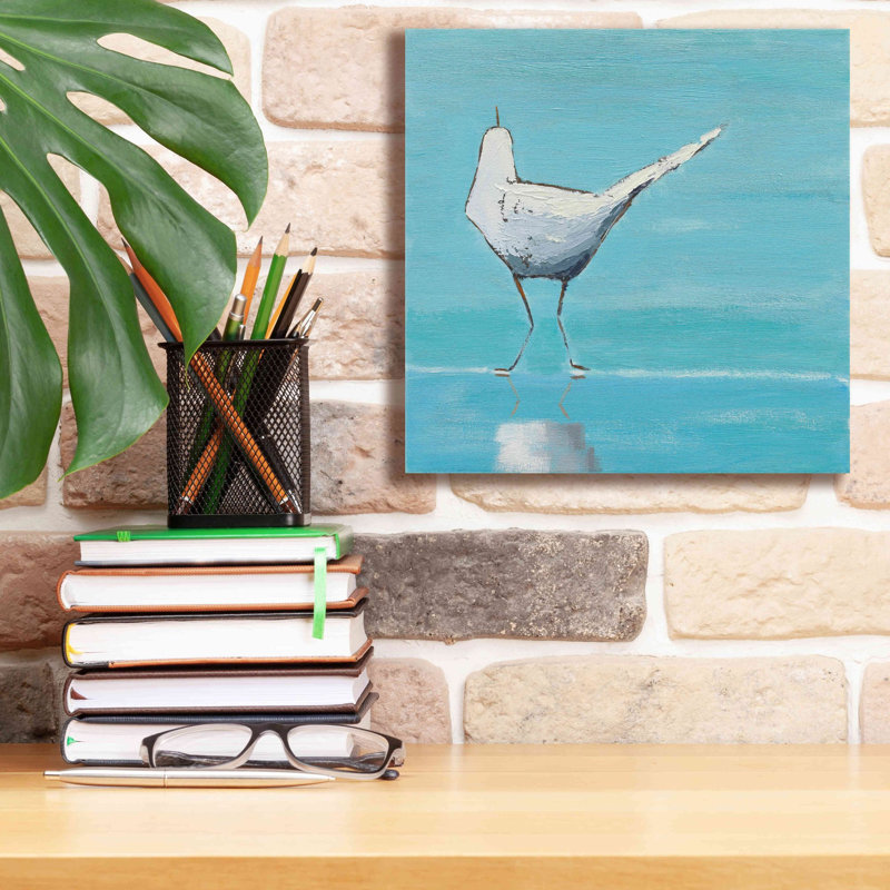 Egret II - peinture sur toile tendue, H 12 po x l 12 po x P 0,75 po