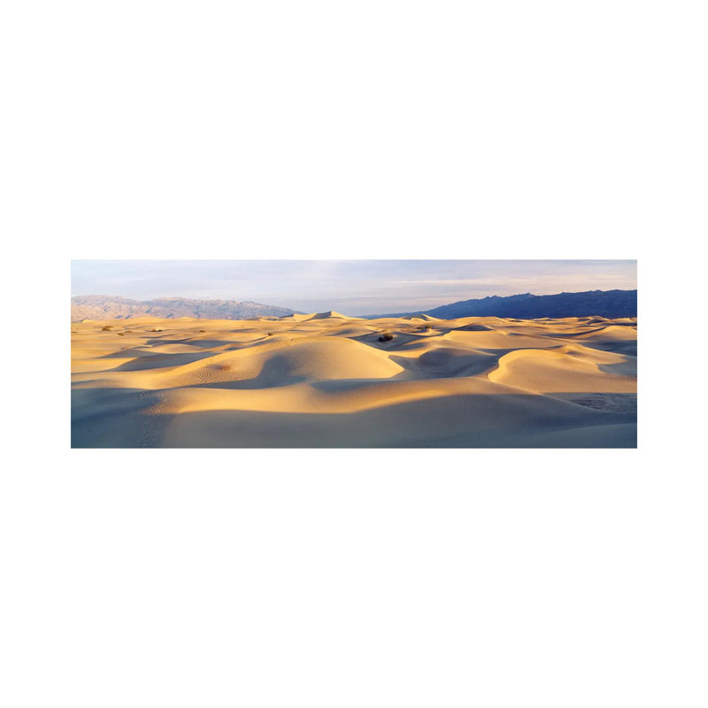 Sand Dunes With Mountains In The Background, Mesquite Flat Dunes, Death Valley National Park, California, USA - Wrapped Canvas Panoramic Print