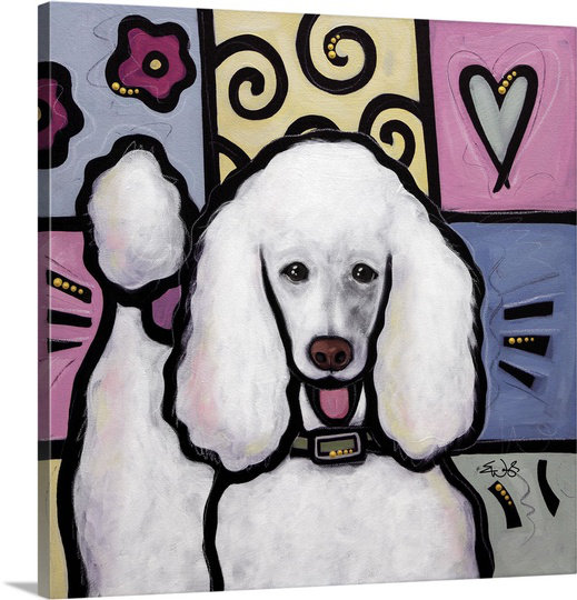 «Standard Poodle White Pop Art» par Diethild, reproduction d'art sur toile, H 20 po x l 20 po x P 1,25 po