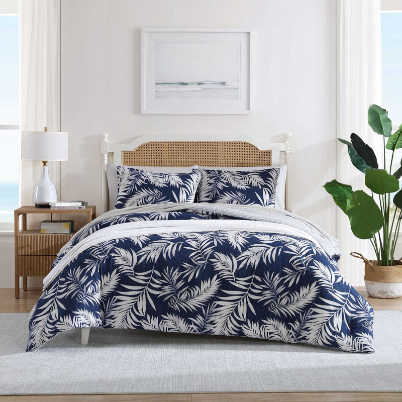 Ensemble d'édredon réversible Nautica, Édredon pour lit simple + 1 taie décorative stan, Blanc