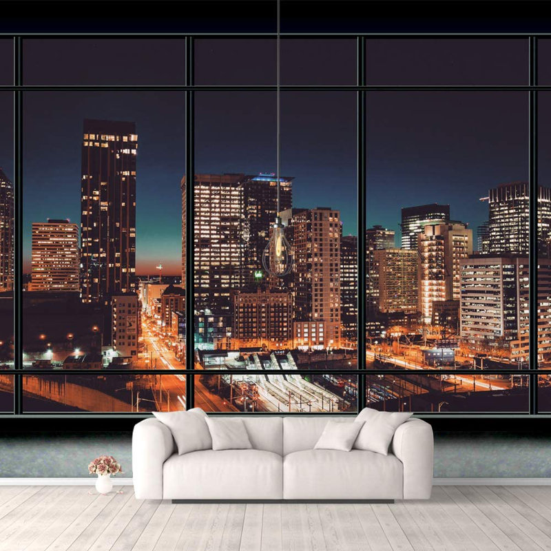 Murale grille vue sur la ville, L 66 po x L 96 po